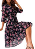 Black dress with pink flowers